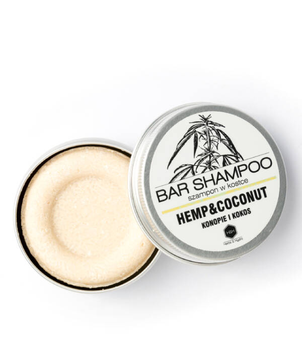 HERBS&HYDRO SZAMPON KOKOS - delikatny szampon w kostce z olejem kokosowym i konopnym PUSZKA