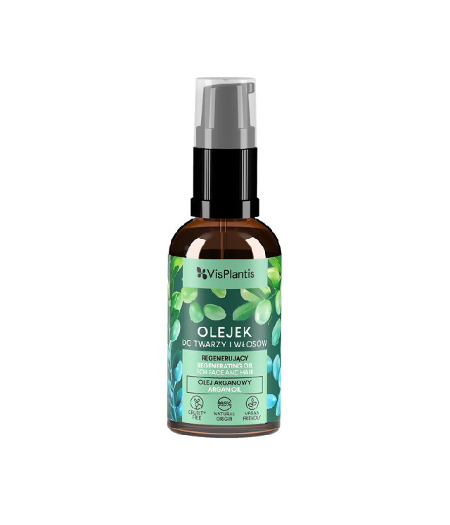 Vis Plantis olejek arganowy z makadamią do twarzy i włosów szklana butelka z dozownikiem 30 ml