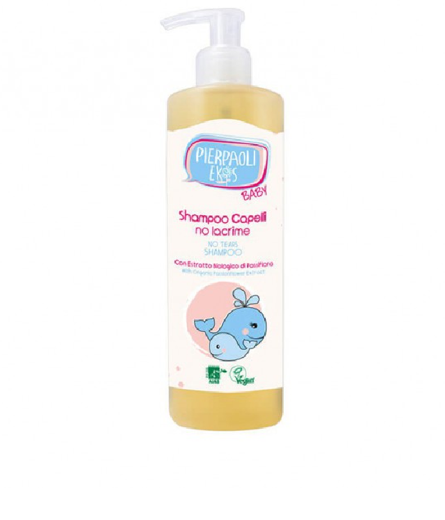 PIERPAOLI EKOS BABY - delikatny szampon "bez łez" dla dzieci i niemowląt butelka z pompką dozującą 400 ml