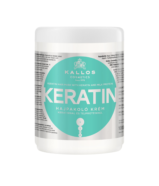Kallos Keratin odżywka do włosów duży słój 1000 ml