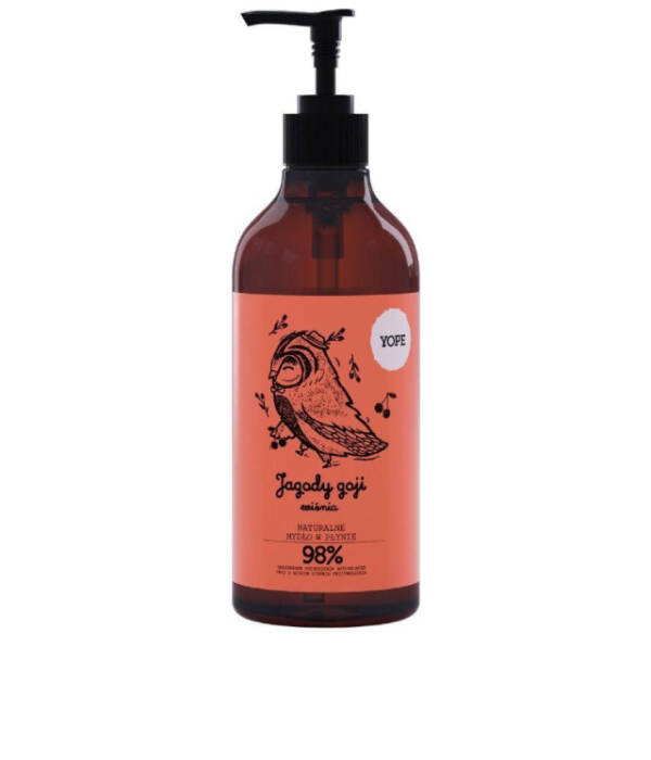 YOPE WIŚNIA I JAGODY GOJI – Delikatny szampon w postaci kremowego mydła do mycia włosów, rąk i ciała