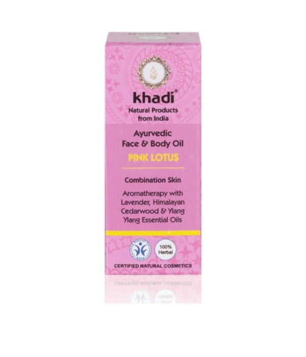 Khadi - Różowy Lotos, ajurwedyjski olejek do włosów, ciała i skóry głowy