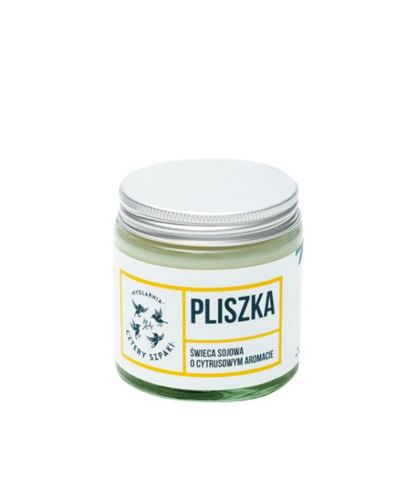 Cztery Szpaki Pliszka - naturalna świeca sojowa, o energetyzującym cytrynowym zapachu
