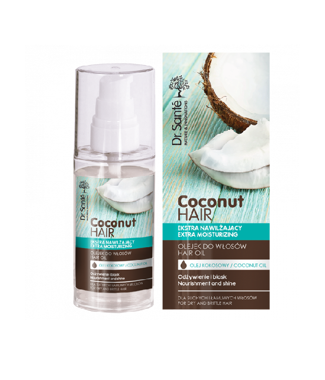 Dr Sante Coconut Hair kokosowy olejek ochronny na końcówki buteleczka z dozownikiem 50 ml