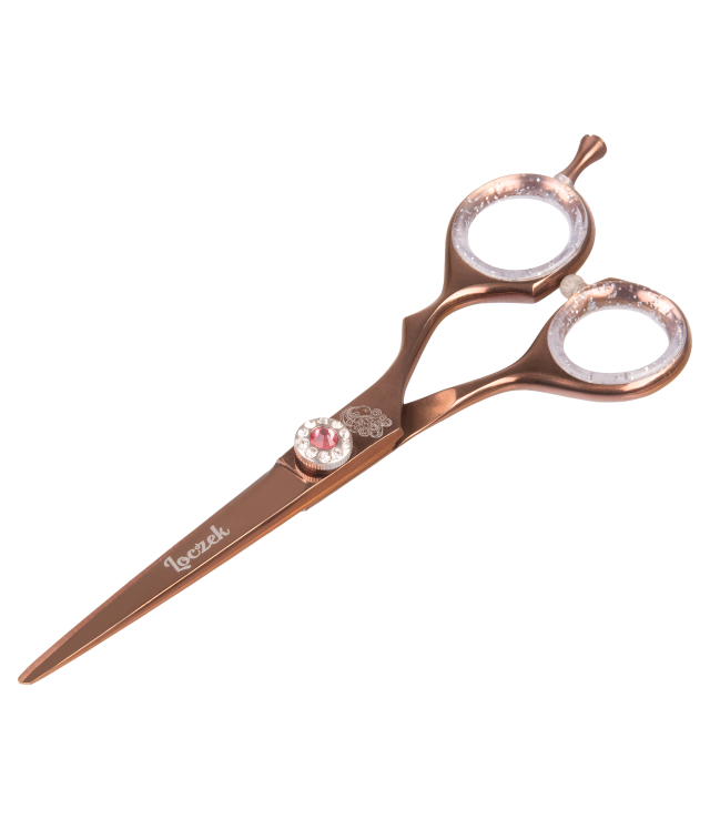 Loczek profesjonalne nożyczki fryzjerskie do włosów różowe z kryształkiem rozmiar 5,5''