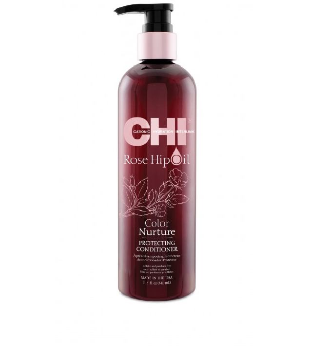 CHI Rose Hip Oil ochronna odżywka do włosów butelka z dozownikiem 340 ml