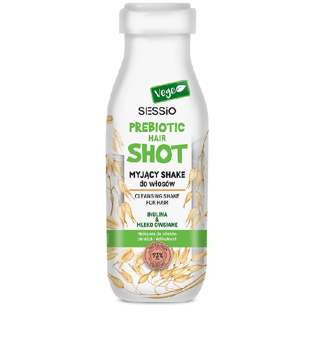 Sessio Prebiotic Shot myjący shake szampon do włosów inulina mleko owsiane butelka 340 ml