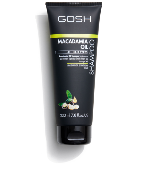 GOSH MACADAMIA OIL - mocny, oczyszczający szampon do suchej i normalnej skóry głowy z olejem makadamia min 1