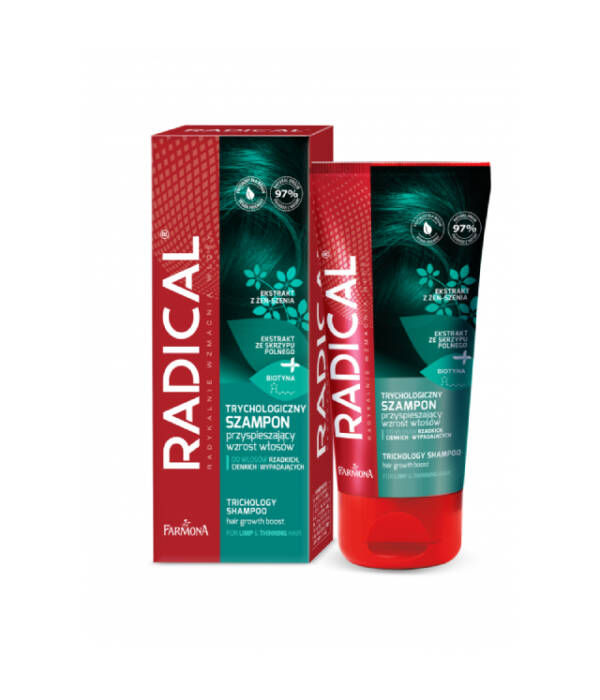 RADICAL - mocny, oczyszczający szampon trychologiczny przyspieszający wzrost włosów przeciw wypadaniu min 1
