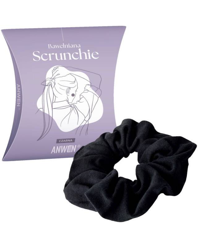 ANWEN Bawełniana Scrunchie - gumka do włosów w kolorze czarnym