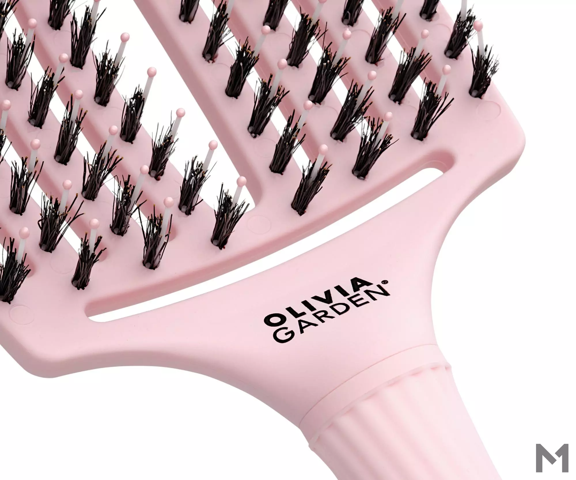 OLIVIA GARDEN FINGER BRUSH COMBO L z włosiem dzika- duża szczotka do rozczesywania i masażu PASTEL PINK