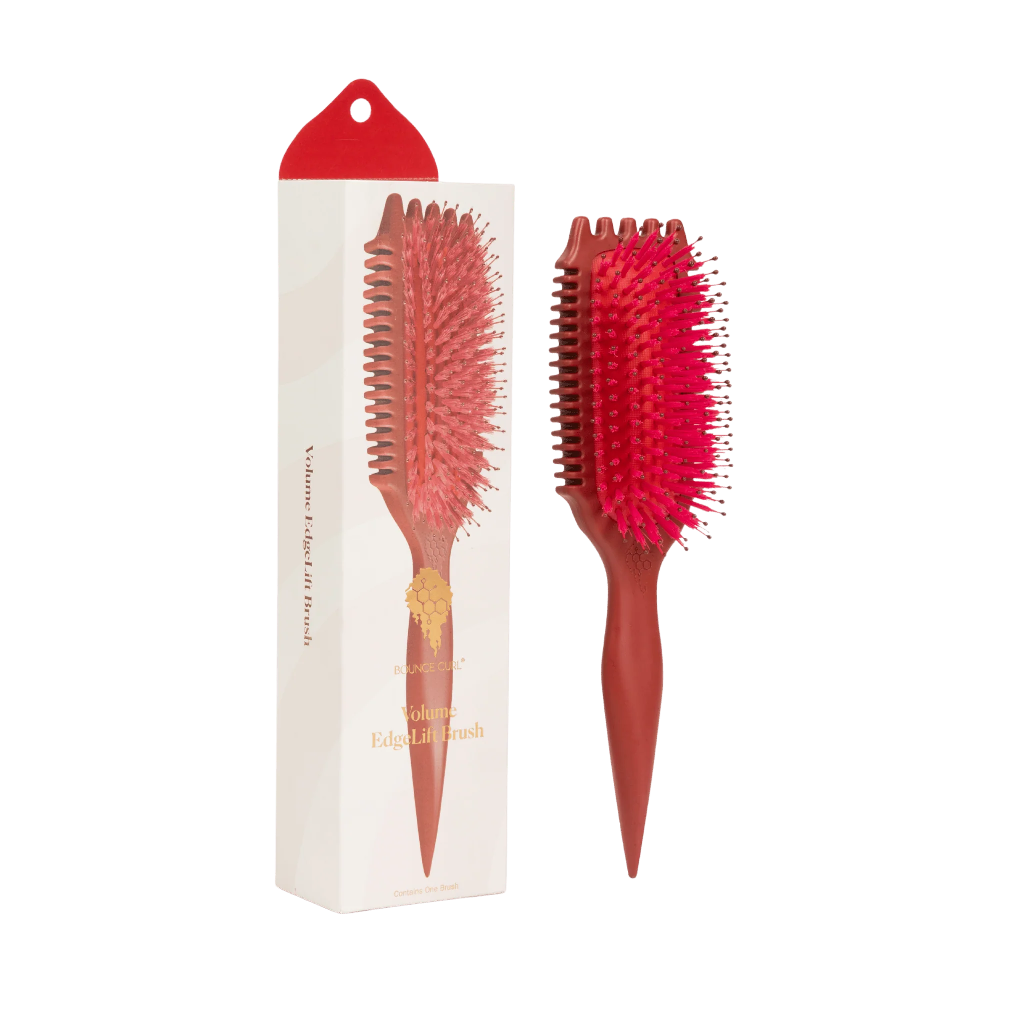 BOUNCE CURL Volume EdgeLift Brush - szczotka do stylizacji włosów kręconych, loków, fal RUBINOWA