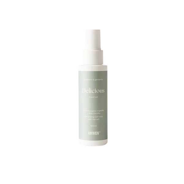Anwen Delicious Travel Set – teksturyzująca mgiełka z solą morską Pistachio & Gardenia 100 ml