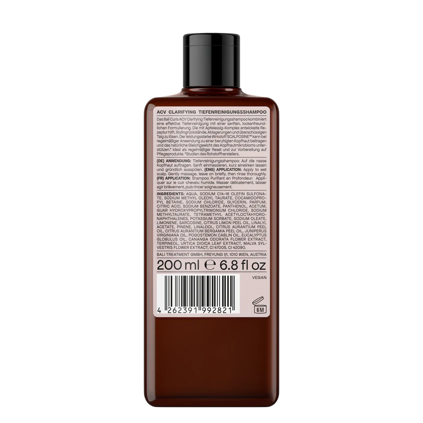 Bali Curls ACV Clarifying Shampoo – Głęboko oczyszczający szampon z kompleksem octu jabłkowego 200 ml