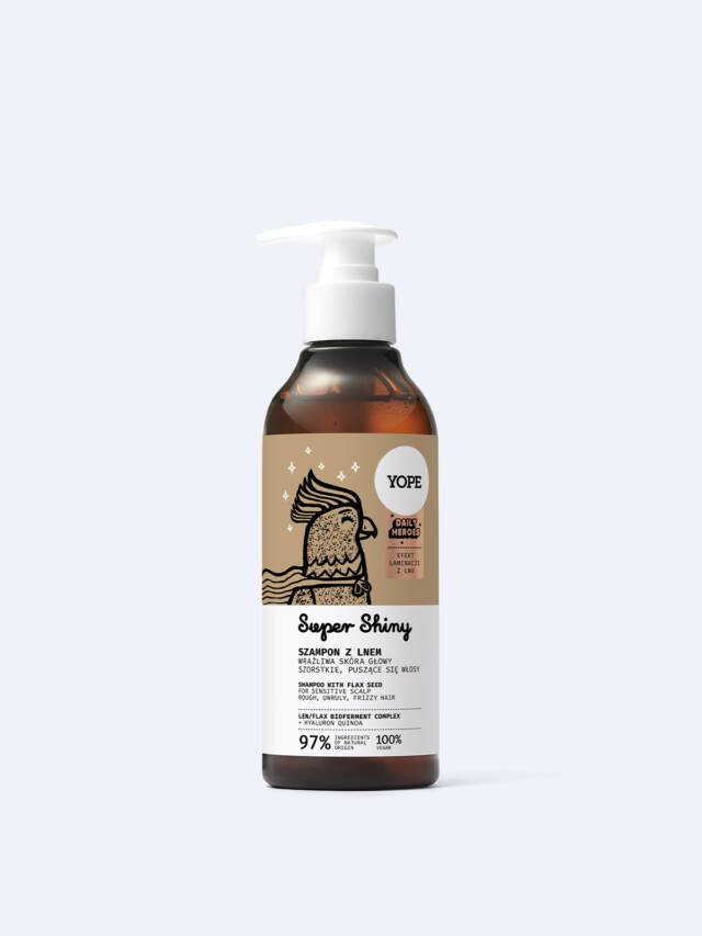 YOPE Super Shiny – wygładzający szampon do włosów puszących się i szorstkich 300 ml